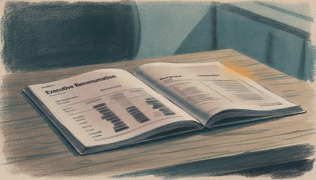 Printed 2025 annual report of a DAX-listed company (e.g., Siemens AG) opened to the executive remuneration page