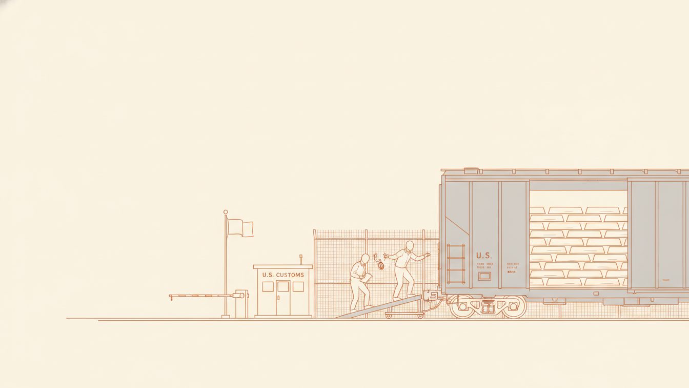 Primary aluminium ingot loaded on a railcar at the Detroit–Windsor border crossing