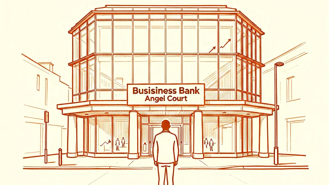 British Business Bank headquarters building at 1 Angel Court, London