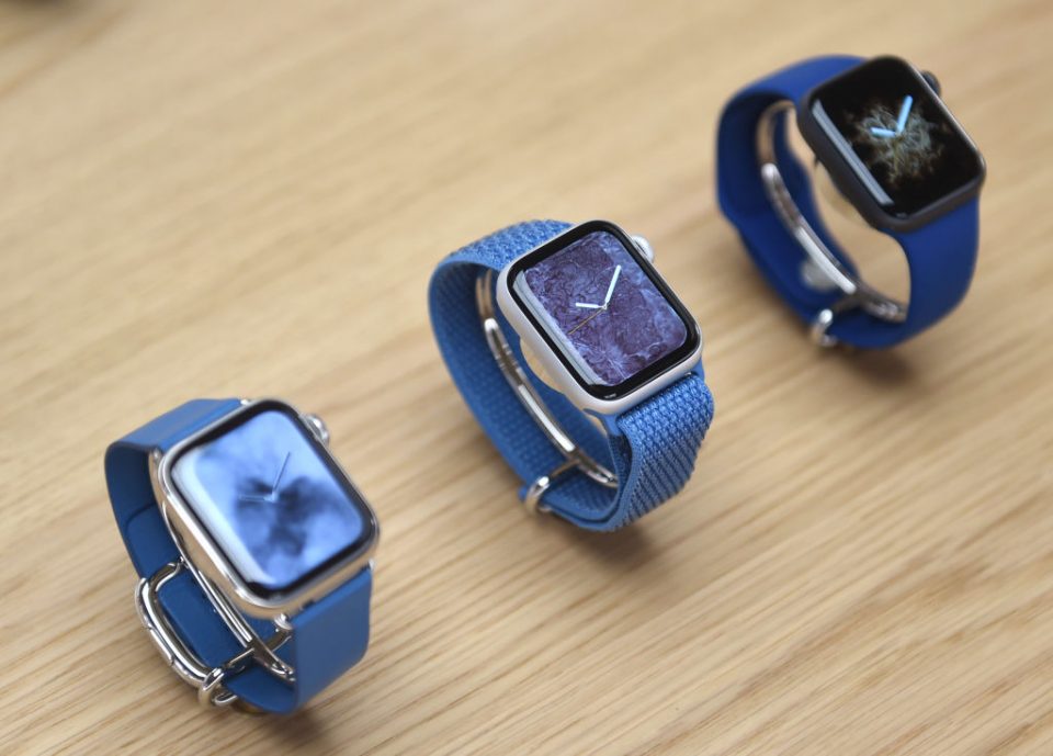 LONDON, ENGLAND - OCTOBER 26:  General view of the Apple Watch during the Apple Covent Garden re-opening and iPhone XR launch at Apple store, Covent Garden on October 26, 2018 in London, England.  (Photo by Stuart C. Wilson/Getty Images)