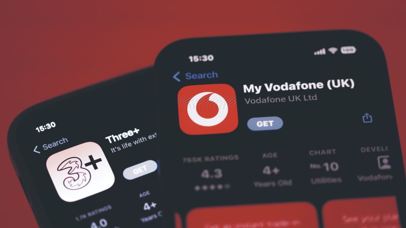 Vodafone CEO Margherita Della Valle discussing UK expansion strategy after &pound;4.3bn Vodafone-Three telecoms deal at press c...