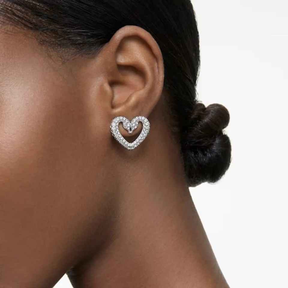 SWAROVSKI &ndash; Silver Una Cubic Zirconia Heart Swan Stud Earrings from Goldsmith