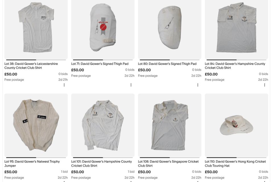 Items in the sale of cricket memorabilia start from as little as &pound;50