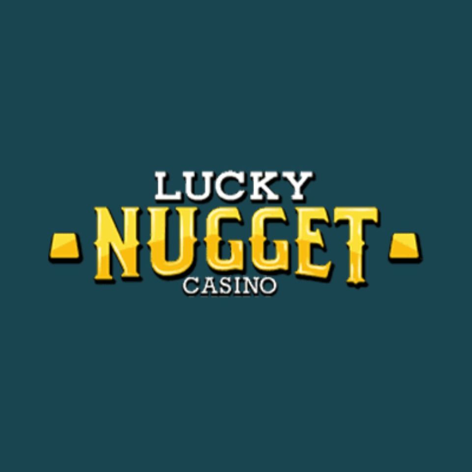 Lucky Nugget Casino logo with gold and green color scheme, featuring a distinctive nugget icon and elegant typography