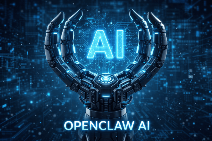 Openclaw robot prototype showcasing advanced mechanical claws in a tech exhibition setting.