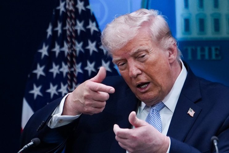 President Trump addresses the media on war-related issues, emphasizing key points during a press conference.