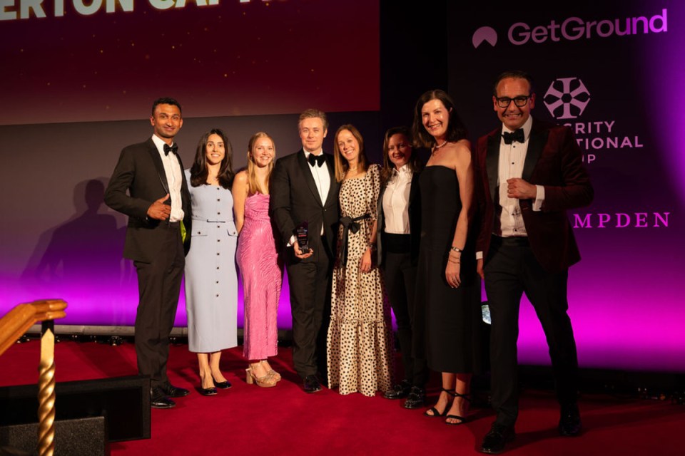 Balderton Capital team celebrating CityAM Awards win in a formal setting, showcasing business excellence and achievement