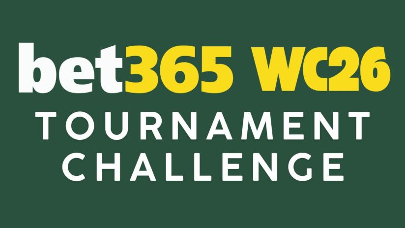 Bet365 WC26 Tournament Challenge promotional banner with vibrant graphics and bold text highlighting the event details