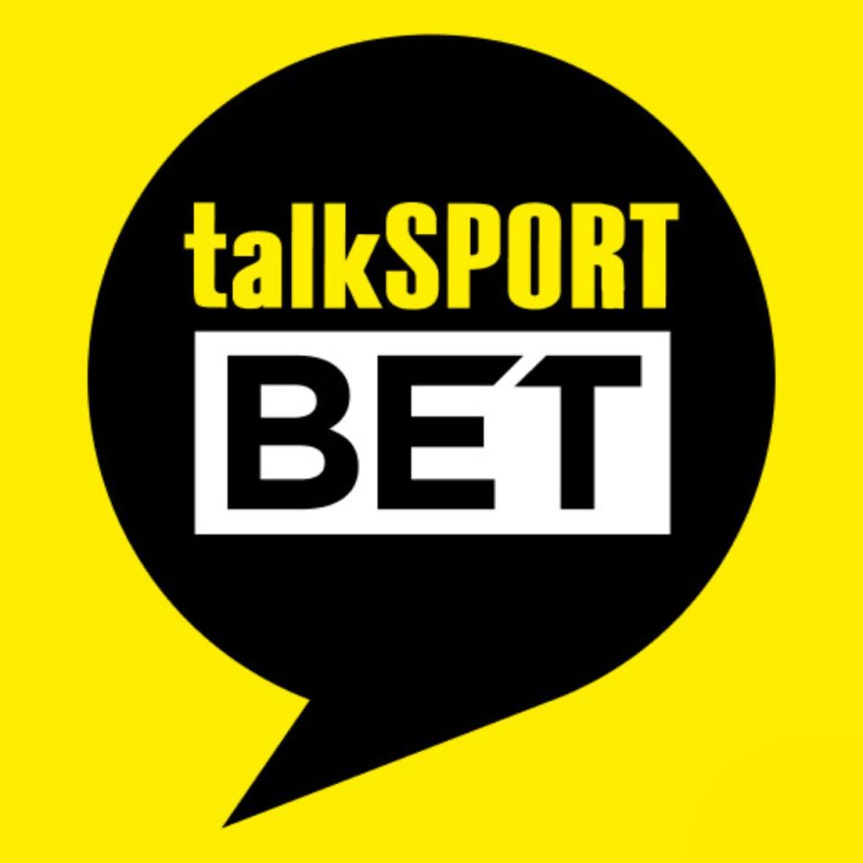 talkSPORT BET logo featuring bold text and dynamic design elements, representing sports betting brand identity