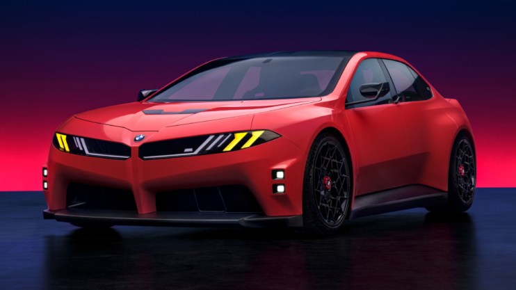 BMW M Series car showcasing sleek exterior design with a low front angle, emphasizing its sporty and luxurious appeal.