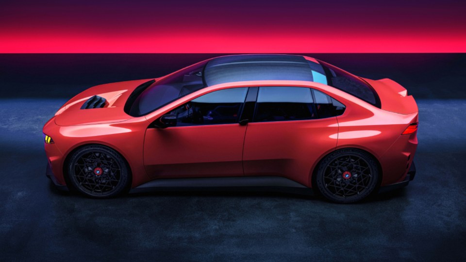 BMW M series car showcasing sleek exterior design from a side-top angle in vibrant sRGB color profile.